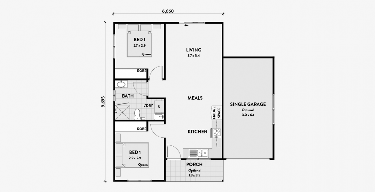 2 Bedroom Granny Flat Floor Plans | Granny Flats Australia