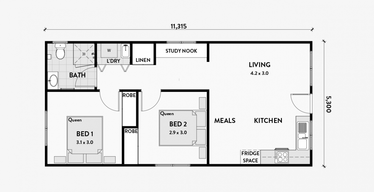 2 bedroom granny flat floor plans australia