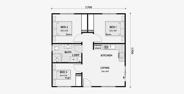 3 Bedrooms Floor Plan Projects Granny Flats Australia