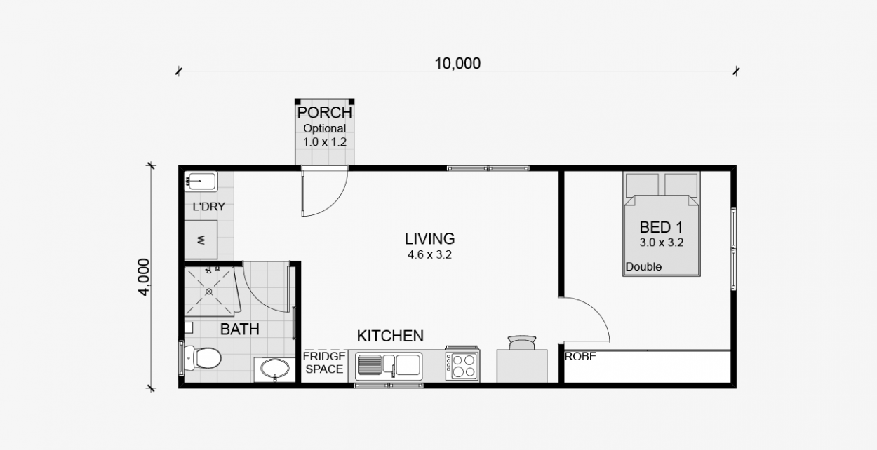 1 bedroom floor plan granny flat